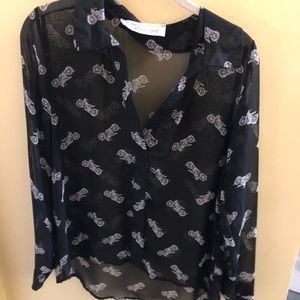 Black and white bike blouse